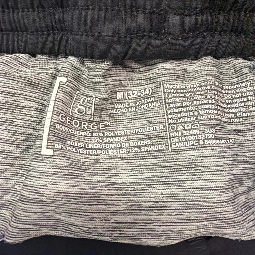 George Black Swim Trunks Men's Size M (32-34) Lined Drawstring Stretch Shorts